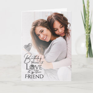 Minimalist Birthday Lettering Friend Photo Frame Card