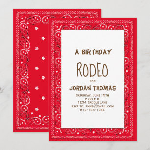 Minimalist Birthday Modern Cute Red Bandanna  Invitation