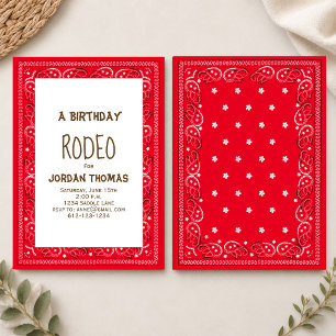 Minimalist Birthday Modern Cute Red Bandanna Invitation