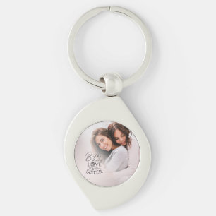 Minimalist Birthday Photo Calligraphy Sister Key Ring