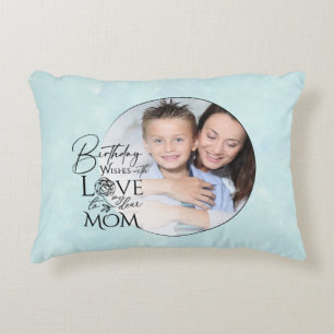 Minimalist Birthday Photo Frame Calligraphy Mom Decorative Cushion