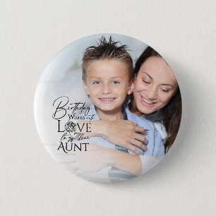 Minimalist Birthday Typography Photo frame Aunt 6 Cm Round Badge