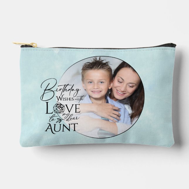 Minimalist Birthday Typography Photo frame Aunt Accessory Pouch (Front)