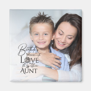Minimalist Birthday Typography Photo frame Aunt Magnet