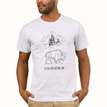 Minimalist Bison in Mountain Landscape Shirt