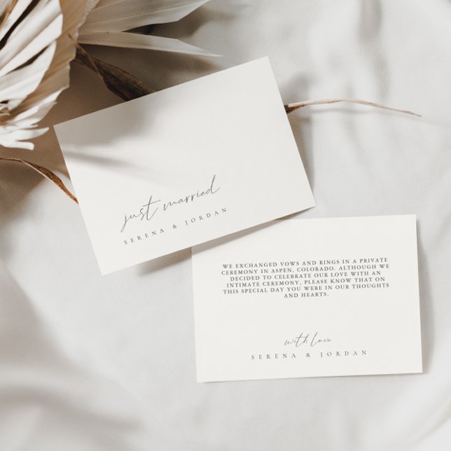 Minimalist Bkack & White Just Married Wedding Announcement (Creator Uploaded)