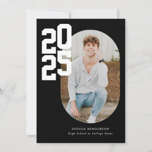 Minimalist Black 2025 Photo Graduation  Announcement
