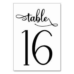 Minimalist black 3.5x5 table number   Table 16
