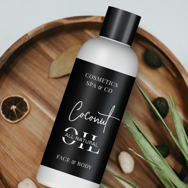 Minimalist Black 4 OZ Cosmetic Bottle Label (Modern cosmo bottle wrap around labels in minimalist black & white design)