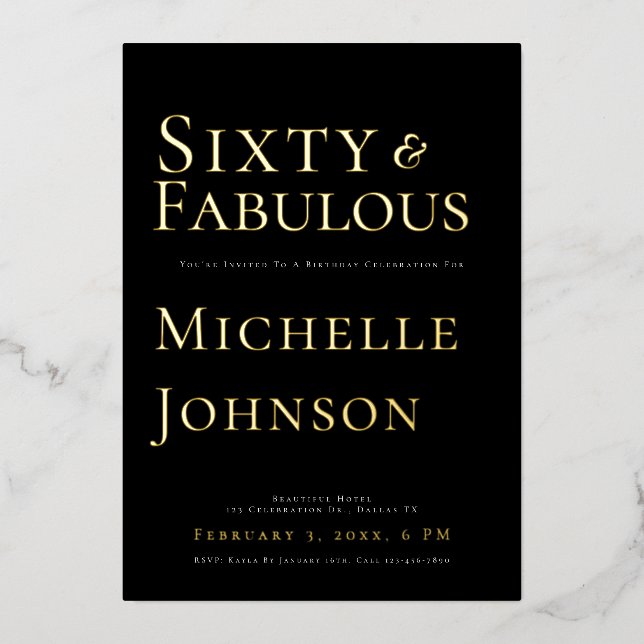 Minimalist Black 60 & Fabulous Birthday Party (Front)