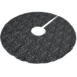 Minimalist Black Abstract Christmas Tree Brushed Polyester Tree Skirt