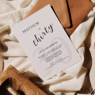 Minimalist Black Age Overlay Script Adult Birthday Invitation