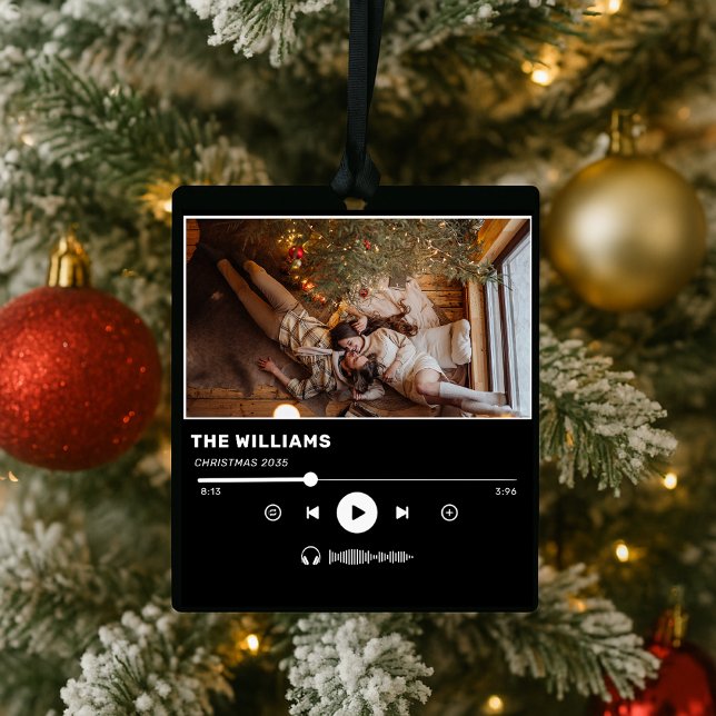 Minimalist Black Album Cover Music Photo Christmas Ceramic Ornament (Creator Uploaded)