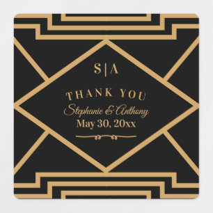 Minimalist Black and Gold Art Deco Wedding