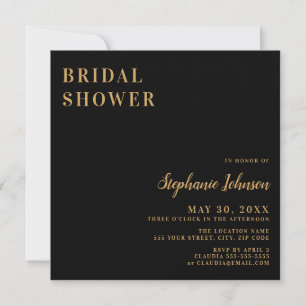 Minimalist Black and Gold Bridal Shower Invitati Invitation