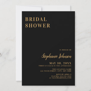 Minimalist Black and Gold Bridal Shower Invitation