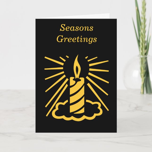 minimalist black and gold candle for christmas holiday card (Front)