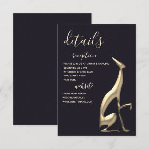 Minimalist Black and Gold Dog Wedding Details Card
