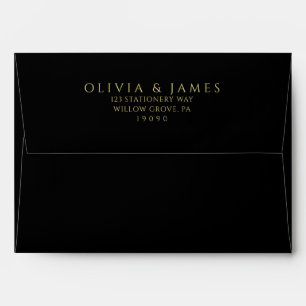 Minimalist Black And Gold Elegant Wedding  Envelope