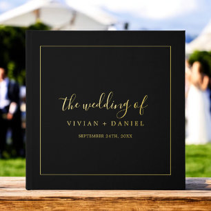 Minimalist Black and Gold Foil Wedding Guest Book