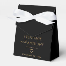 Minimalist Black And Gold Heart Modern Wedding