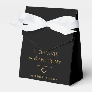 Minimalist Black And Gold Heart Modern Wedding Favour Box