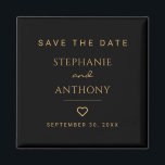 Minimalist Black And Gold Heart Modern Wedding   Magnet<br><div class="desc">This Minimalist Black and Gold Heart Save the Date Magnet is a chic and stylish way to announce your special day. Featuring a sleek black background with a delicate gold heart, this modern design adds an elegant touch to your wedding stationery. Practical and sophisticated, this magnet ensures your guests have...</div>