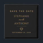 Minimalist Black And Gold Heart Modern Wedding   Magnet<br><div class="desc">This Minimalist Black and Gold Heart Save the Date Magnet is a chic and stylish way to announce your special day. Featuring a sleek black background with a delicate gold heart, this modern design adds an elegant touch to your wedding stationery. Practical and sophisticated, this magnet ensures your guests have...</div>