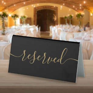 Minimalist Black And Gold Script Reserved