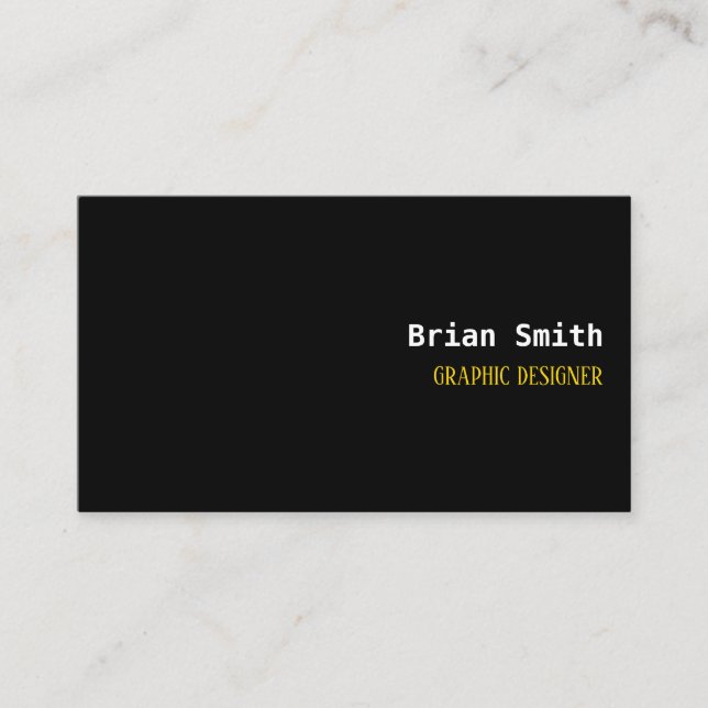 Minimalist black and gold text business card (Front)