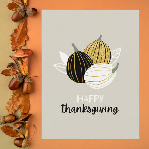 Minimalist Black and Gold Thanksgiving Holiday Postcard