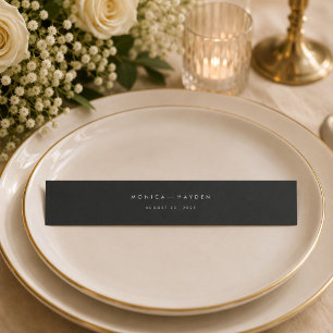 Minimalist Black and Gold Wedding Invitation Belly Band