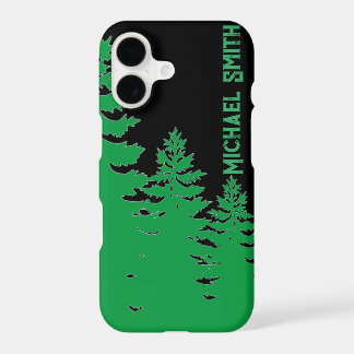 Minimalist black and greenpine tree silhouette