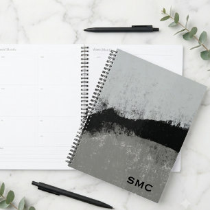 Minimalist Black and Grey Brushed Abstract Planner