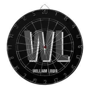 Minimalist Black and Grey Personalised Monogram  Dartboard
