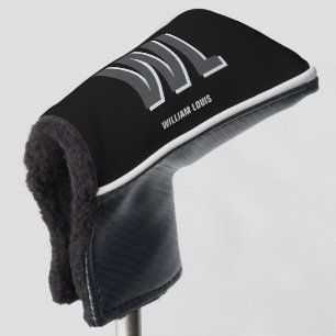 Minimalist Black and Grey Personalised Monogram Golf Head Cover