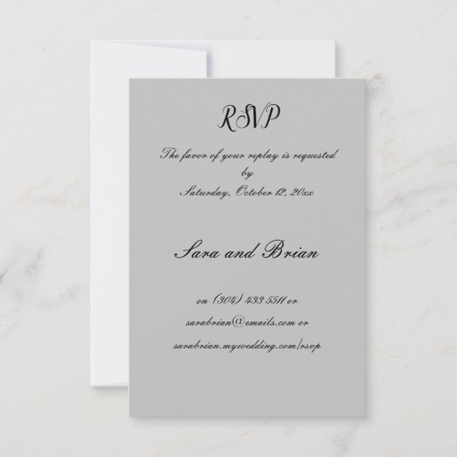 Minimalist Black and Grey Wedding Response Card (Front)