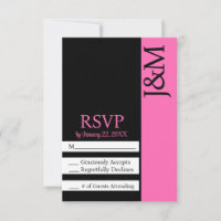 Minimalist Black and Hot Pink Magenta RSVP card