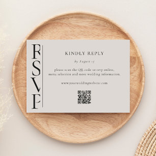 Minimalist Black and Ivory Modern Wedding RSVP Card