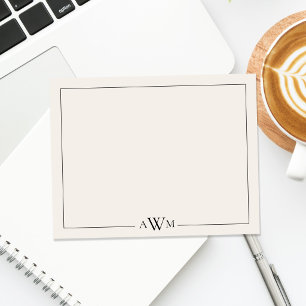 Minimalist Black and Ivory Three Letter Monogram Card