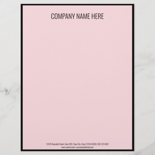 Minimalist Black and Pale Pink Business Template Custom Letterhead (Front)