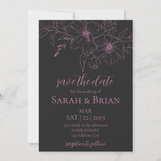 Minimalist Black and Pink Wedding Save The Date