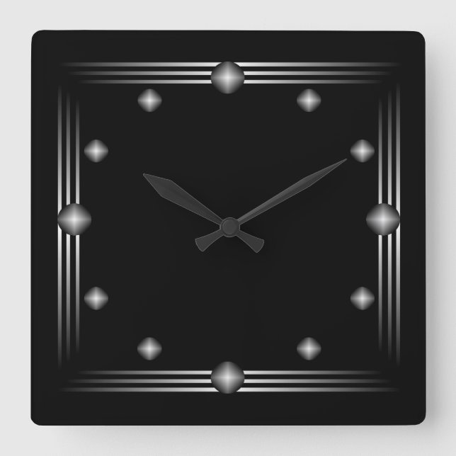 Minimalist Black and Silver Wall Clock (Front)