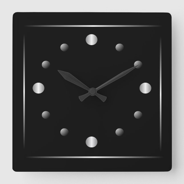 Minimalist Black and Silver Wall Clock (Front)