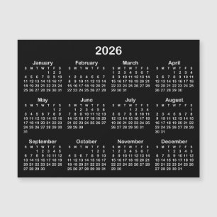 Minimalist Black and White 2026 Magnetic Calendar