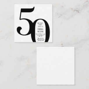 Minimalist Black and White 50th Birthday Invitatio Enclosure Card