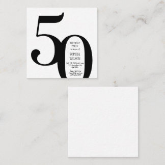Minimalist Black and White 50th Birthday Invitatio Enclosure Card