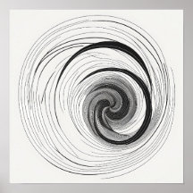Minimalist Black and White Abstract Vortex