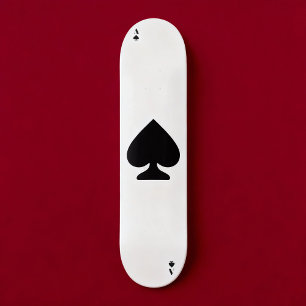 Minimalist Black and White Ace of Spades Skateboard