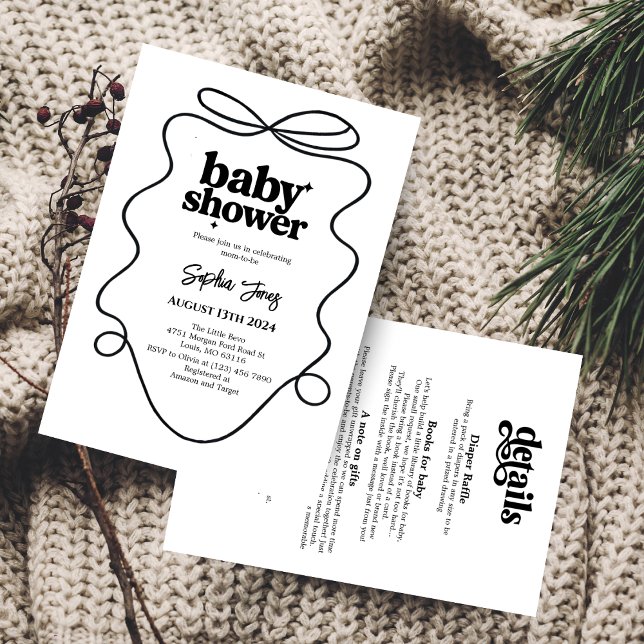 Minimalist  Black and White Baby Shower Invitation (Creator Uploaded)